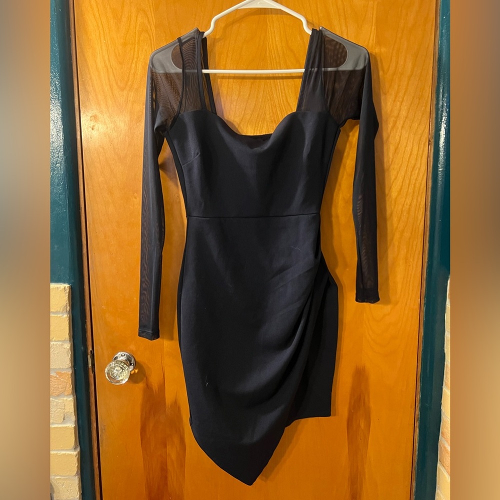 Windsor Black Long Sleeve Mesh Dress